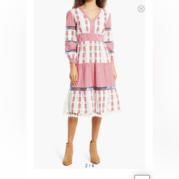 NWOT AREA STARS Sorrento Gingham Embroidered Dress Sz Xs - Picture 1 of 5